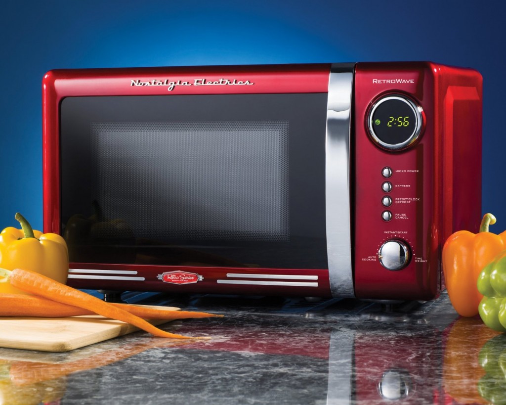 nostalgia electrics red microwave oven